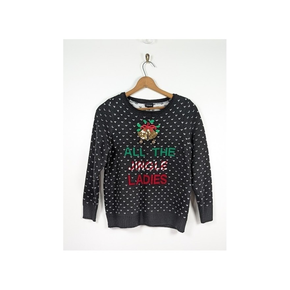 Torrid All The Jingle Ladies Christmas Sweater Size 00 Fair Isle Sequin Bells